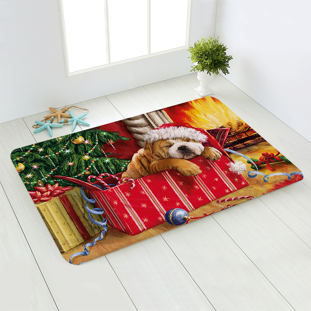 Cute Santa Claus Snowman Flannel Fabric Floor Mat display picture 2