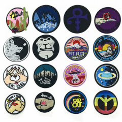 亞馬遜速賣通熱銷款兒童可愛卡通布貼圓形微章布貼刺繡補丁貼