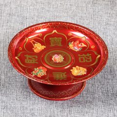 Marriage Chinese Eight Auspicious Fruits Plate Guanyin Offering Plate Temple Worship Buddha Before Temple Lotus Alloy Fruit Plate Temple