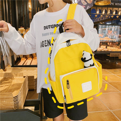 书包女韩版高中学生ins风撞色日系初中生背包大容量潮百搭双肩包