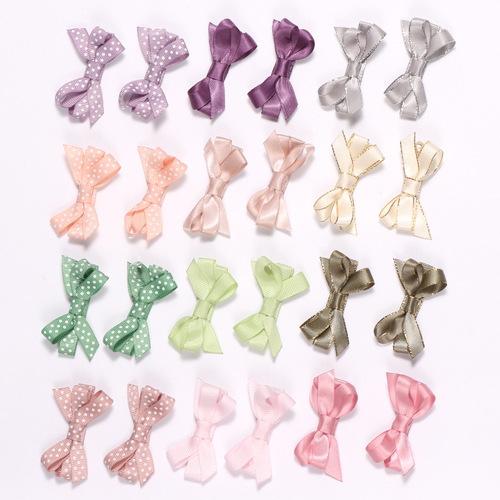 90302 threaded hair clip with bow, factory wholesale solid color children's hair clip, cute baby polka dot hair accessories
