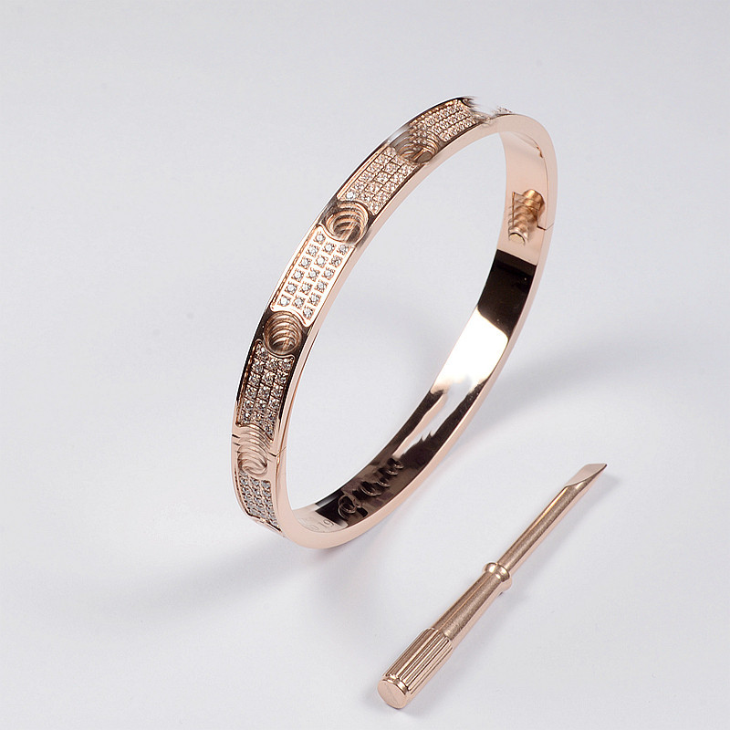 同款钉一钛钢18K玫瑰金螺丝刀侣满天星欧美love系列卡家经典手镯|ms