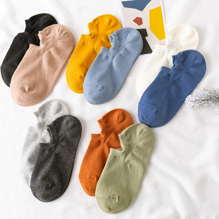 Boat Socks Spring and Summer New Round Oversized Heel Invisible Boat Socks for Men and Women Japanese Style Full Solid Color Cotton Thin Shallow Socks Boat Socks Spring and Summer New Round Oversized Heel Invisible Boat Socks for Men and Women Japanese Style Full Solid Color Cotton Thin Shallow Socks