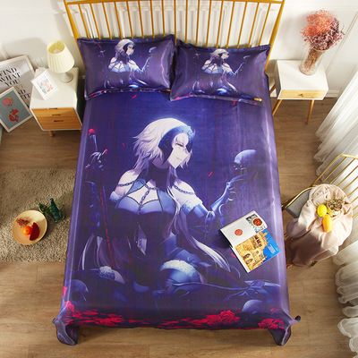 夏季冰丝床单0.9/1.2m单人学生宿舍卡通动漫凉席三件套厂家直销|ms