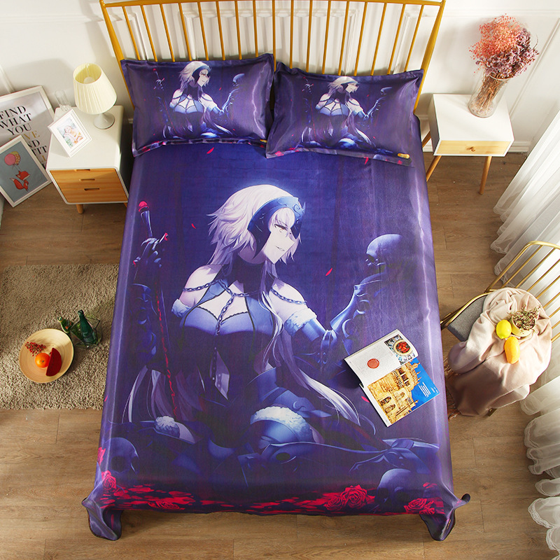 夏季冰丝床单0.9/1.2m单人学生宿舍卡通动漫凉席三件套厂家直销|ms