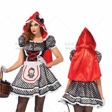 萬聖節情趣制服 新款女仆裝小紅帽角色扮演公主裝 格仔裙