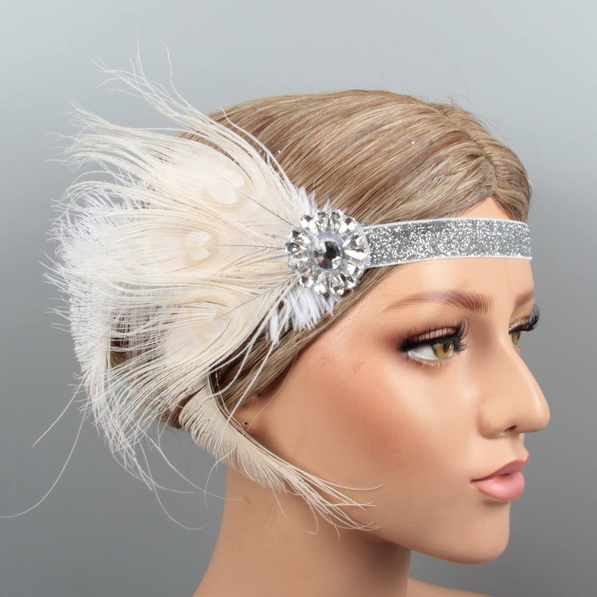 Original bride's feather head jewelry feather head band ball gatsby…
