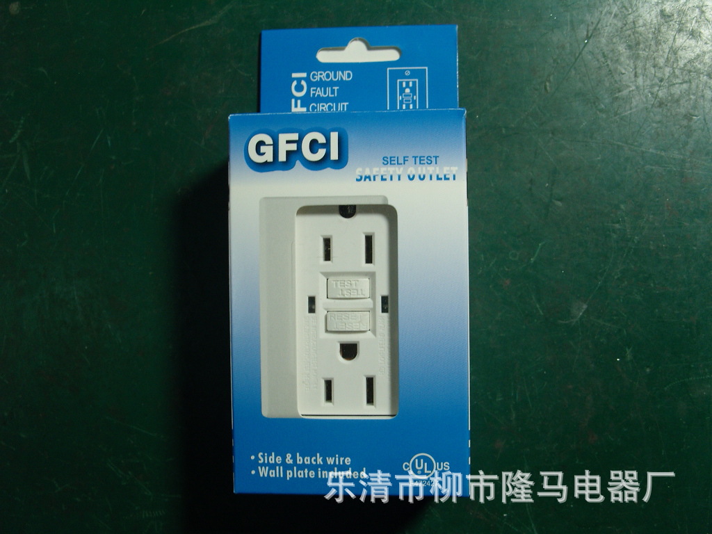 隆马电器   110v漏电开关 双灯 120v漏电墙壁开关125v漏电保护GFC