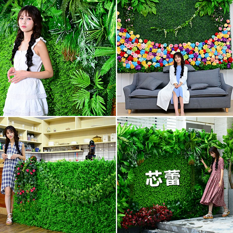 Artificial Plant Wall (Milan) 40×60 cm Modular Plastic Green Lawn Panel, Customizable