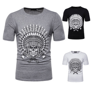 Men’s Short-sleeved T-shirt Chest Fashion Indigenous Skull Printing