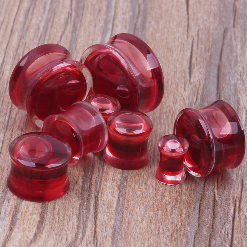 Acrylic Red Liquid Ear Expander Ear Studs 20mm Ear Plug Earring detail image 10