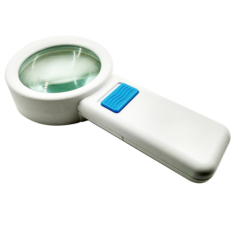 7015手持式双层玻璃镜片10倍高清带LED灯老人阅读维修高倍放大镜