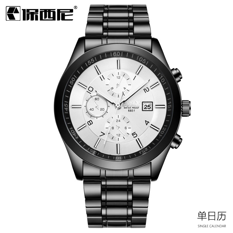 Календарь из черного золота с серебряным циферблатом.