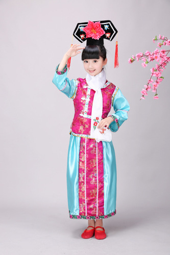 Children master emperor empress clothing baylor emperor qing dynasty folk cosplay costume girls  boys manchu flag  clothes ancient palace performance clothing