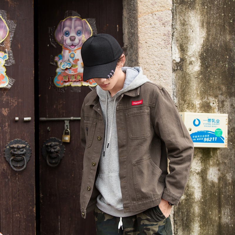 Denim Jacket Men's Spring and Autumn Fashionable Brand Loose Black Autumn Men's Overalls Jacket Men's Korean-style Fashionable All-match