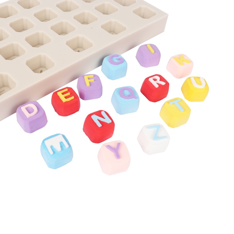 Inglés letras DIY hecho a mano molde de azúcar marrón bloque de azúcar molde de silicona molde de pastel molde de hornear