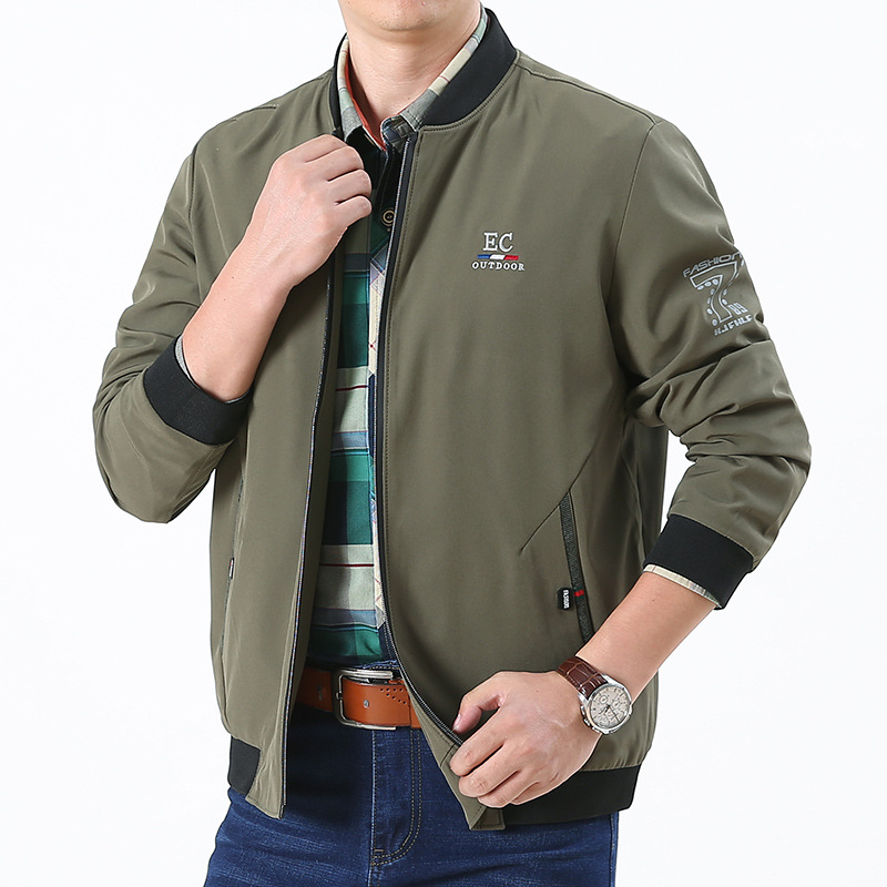 2019 nueva chaqueta transfronteriza delgada suelta más tamaño chaqueta de los hombres cuello de béisbol chaqueta casual abrigo hombres