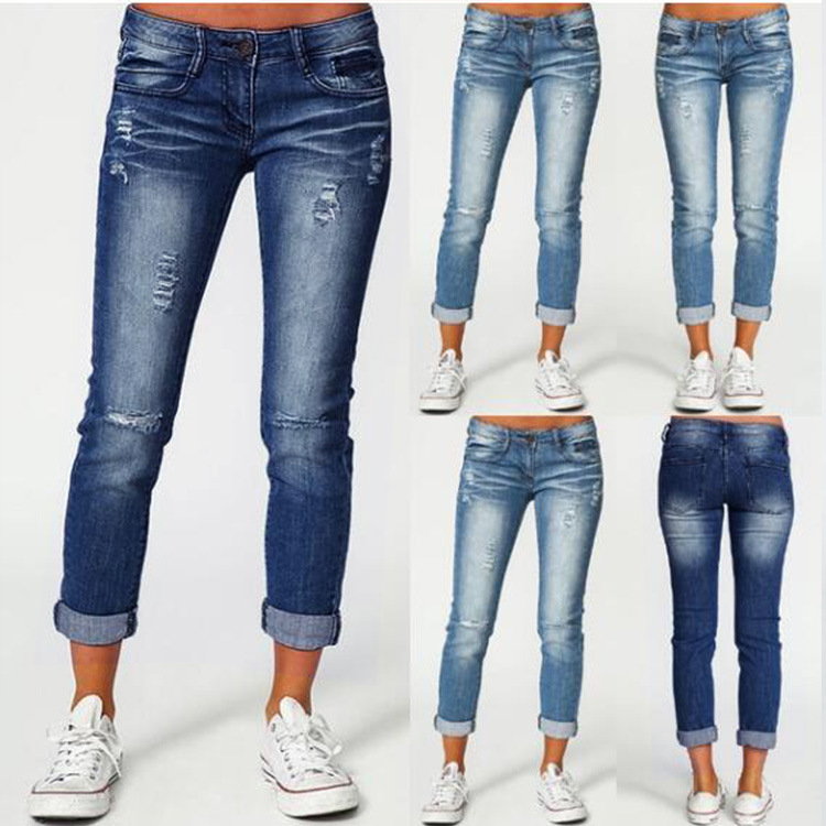 Women's Jeans With Holes Showing Slim Fit Women's Pants Jeans