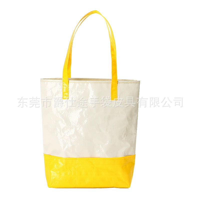 Экологичная сумка-шоппер из ПЭ ткани, модная сумка-шоппер с комбинированным плетением, простая универсальная плетёная сумка для покупок