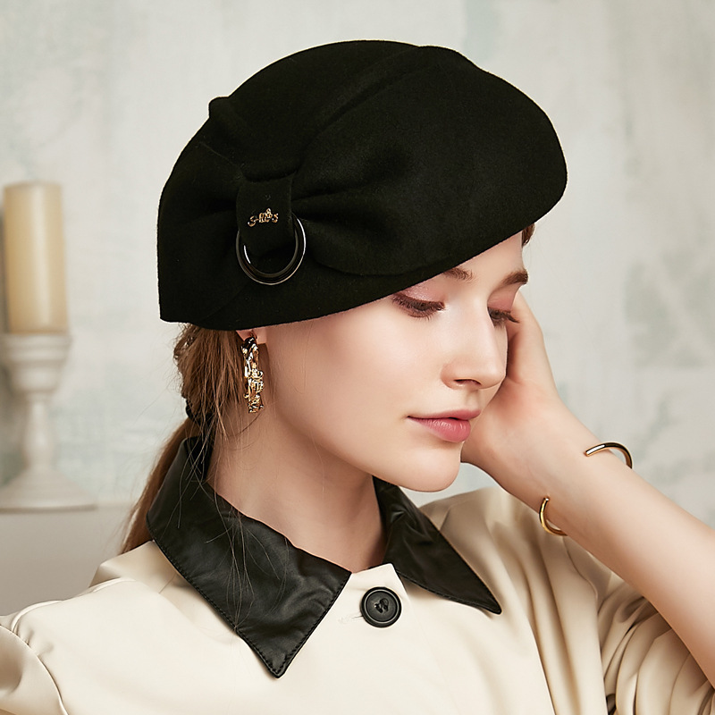 Party hats Fedoras hats for women Dress custom retro Beret season  stewardess Hat Women woolen hat