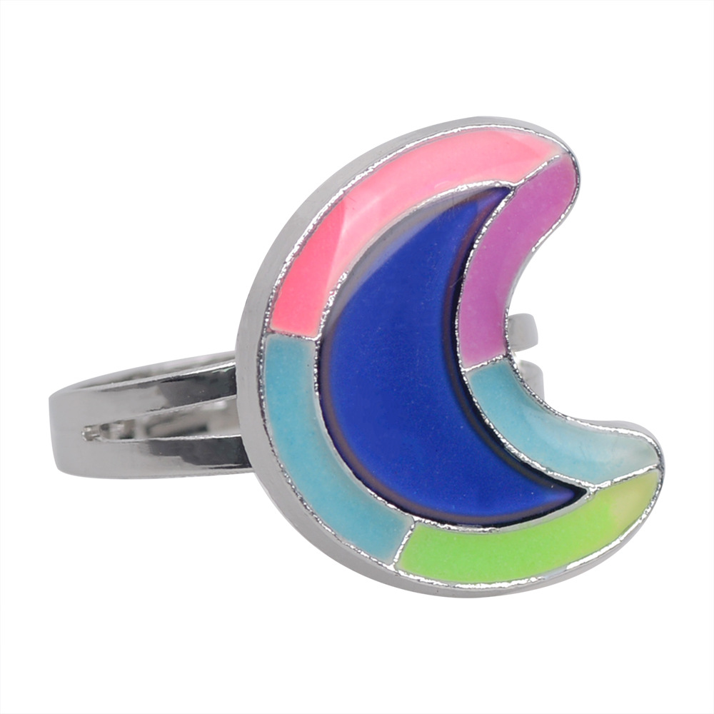 50g Weight Artificial Gemstones Inlay Material Birthday Occasion Alloy Material Heart Pattern Women'S Gender Plating Design Fashion Style Simple Peach Heart Love Butterfly Moon Color Changing Ring 32