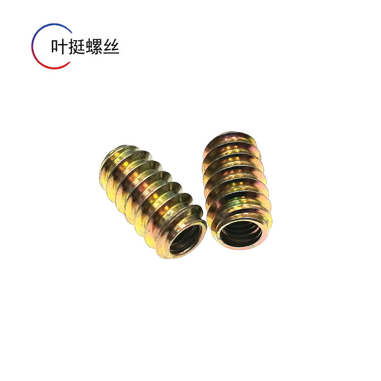 温州厂家碳钢镀锌无介加长内外牙沉头内六角直通螺母带介家具螺母