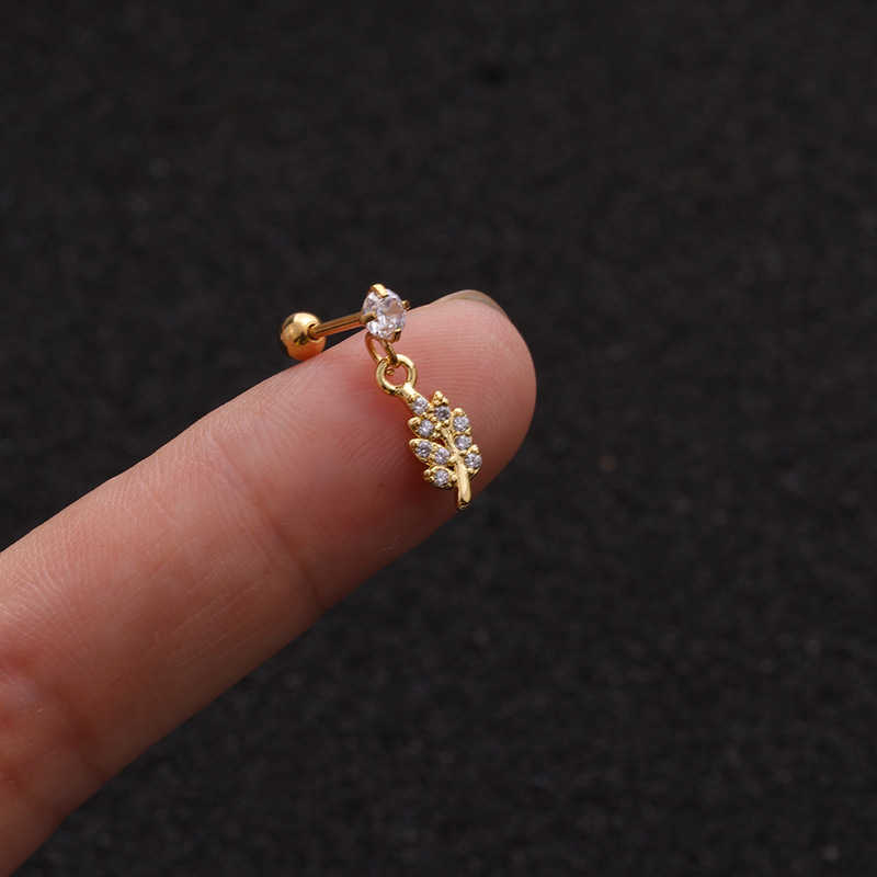 Cross-Border New Stainless Steel Screw Earrings European and American Zircon-Inlaid Pendant Ear Bone