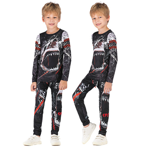 Children's clothing spring and autumn suit 2019 new children's breathable 3D digital printing sports and running two-piece T-shirt