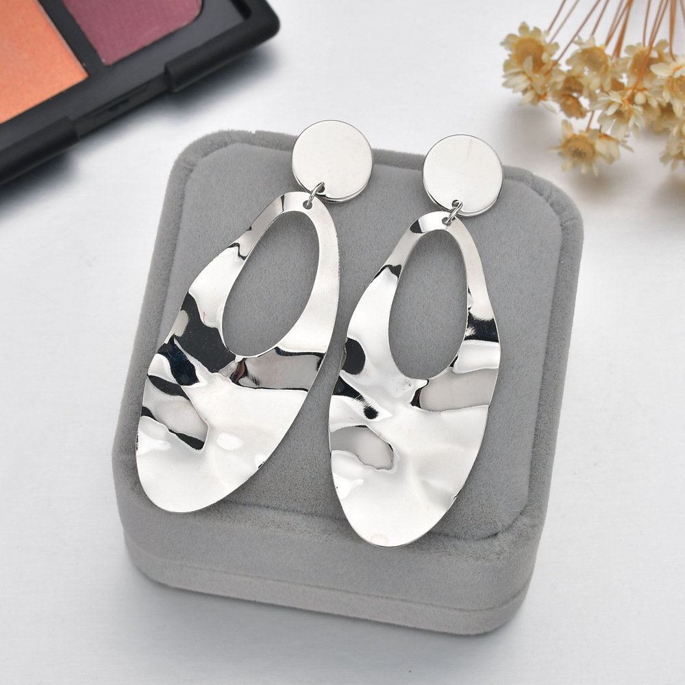 Plating Design Fashion Style Fashion Alloy Leaf Hollow Long Pendant Earrings