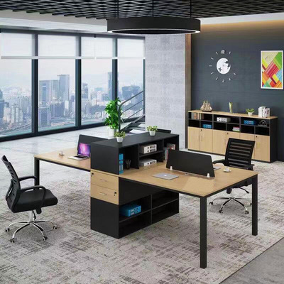 員工辦公家具組合辦公桌椅2人位簡約現代四人6人職員桌4位屏風位