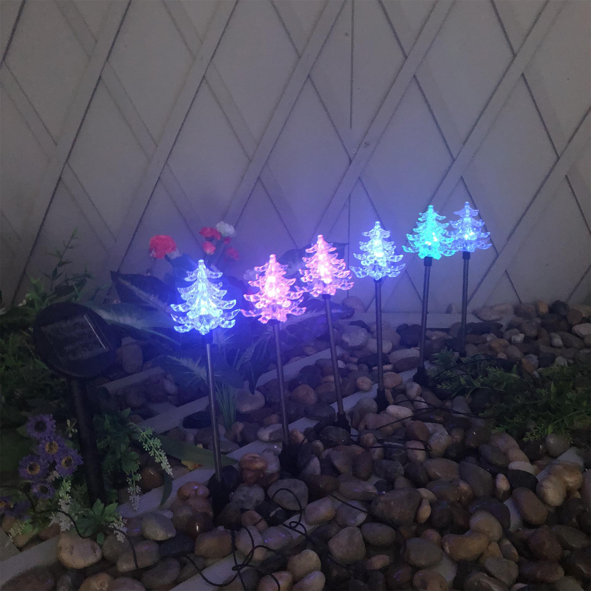 太阳能亚克力圣诞树灯串花园景观装饰灯太阳能草坪不锈钢地插灯