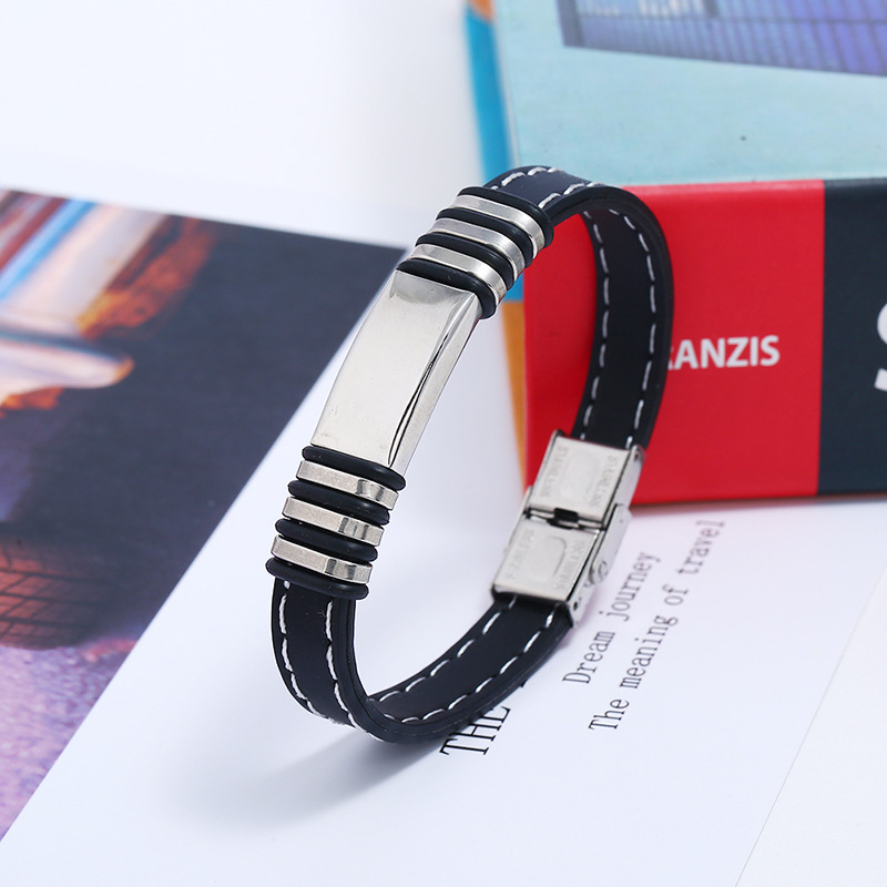 Titanium Steel Stainless Steel Bracelet Bracelet Silicone Men's Bracelet display picture 2