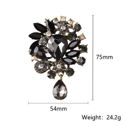 Korean-style fashionable creative personalized crystal glass brooch and hairpin for women's clothing accessories