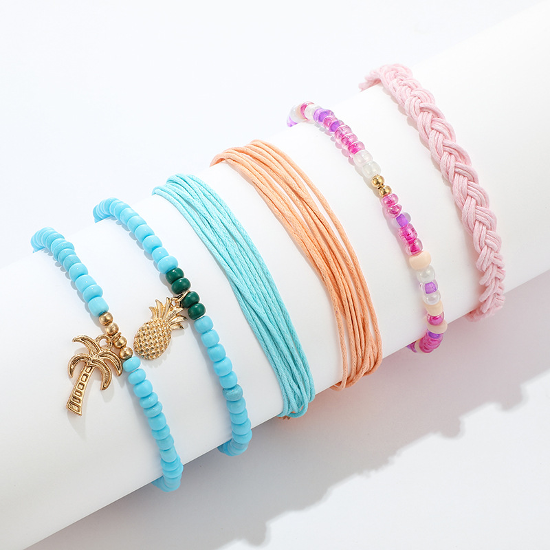 New Bracelet Set National Wind Wax Line Weave Beaded Coconut Pineapple Bracelet Nihaojewelry Wholesale display picture 11