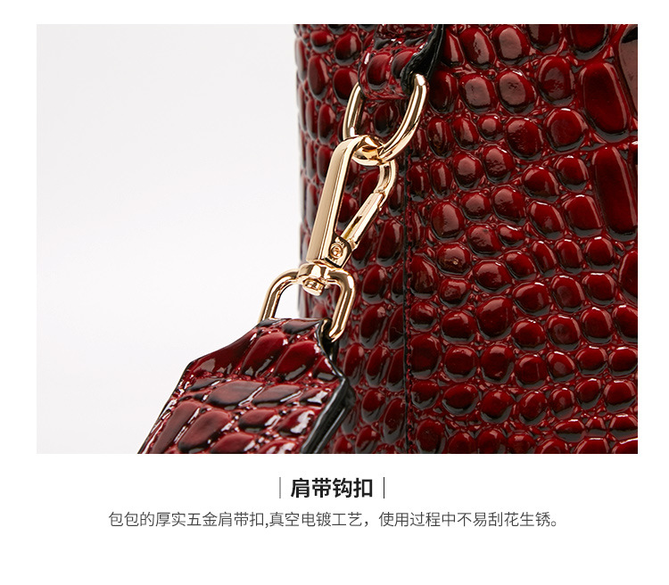 Fashion Texture Crocodile Pattern Patent Leather Handbag display picture 6
