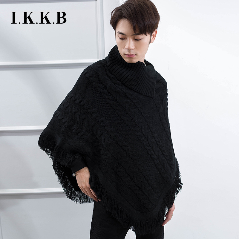 Cross-border foreign trade Europe and the United States, Japan and South Korea on behalf of the wholesale spot Cape men's shawl turtleneck sweater short bat sleeve Cross-border foreign trade Europe and the United States, Japan and South Korea on behalf of the wholesale spot Cape men's shawl turtleneck sweater short bat sleeve