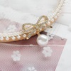 Cute beads from pearl with bow, sophisticated brooch, clothing, sweater, cardigan, pin, Japanese and Korean