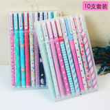 Канцтовары, акварель, мелки, черная ручка-роллер, ручка на водной основе, комплект, Южная Корея, цветочный принт, делается под заказ, 10 цветов