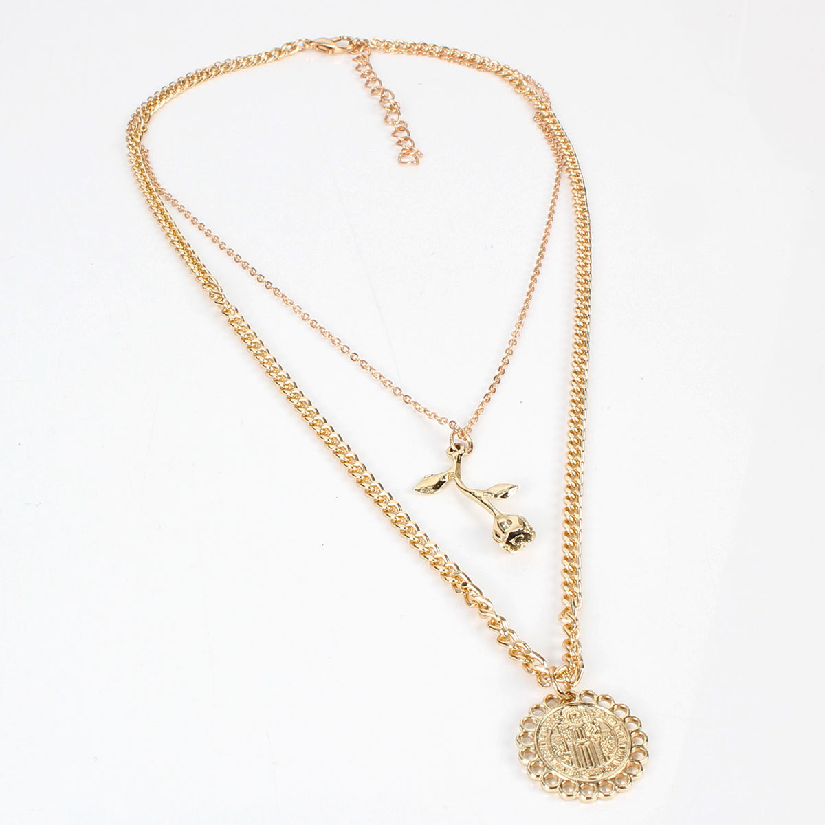 Jewelry Personality Trend Multi-layer Metal Alloy Flower Pendant Necklace Female display picture 2