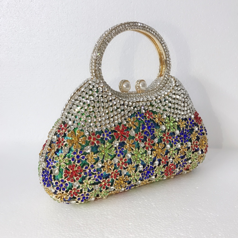 Túi clutch nữ đính kim cương giả dự tiệc cao cấp kích thước 23x12x6 cm — Màu đen chi tiết 11