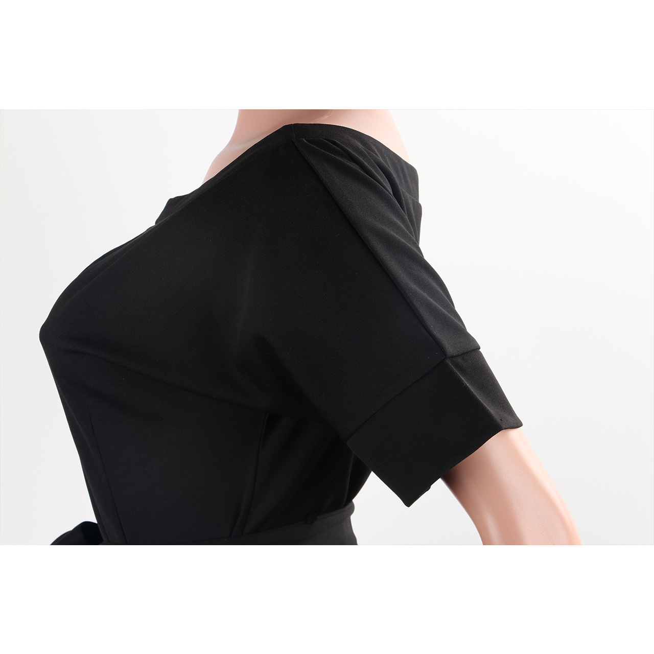Classic Solid Color Round Neck Hollow Out Cutout Out Short Sleeved Jumpsuit