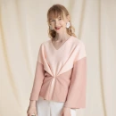 普莱雅秋季新款<font red=H>女</font>装气质<font red=H>女式</font><font red=H>针织</font><font red=H>衫</font> 不规则拼色<font red=H>针织</font>长袖上衣<font red=H>女</font>