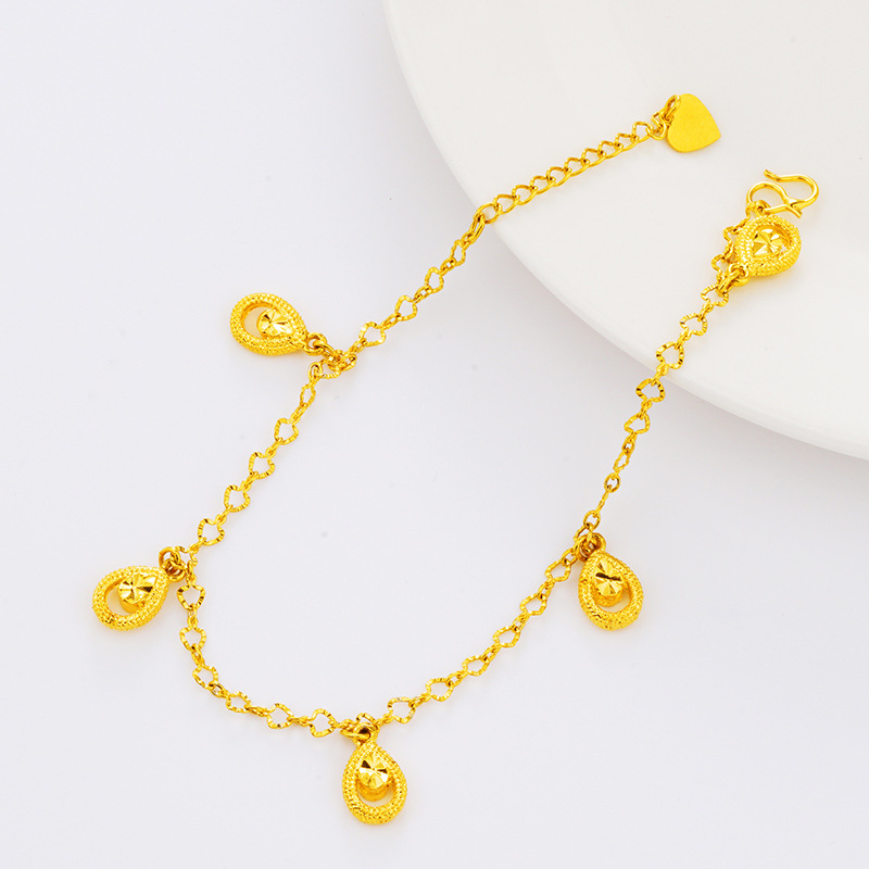 Cruz-frontera nueva pulsera de oro de Vietnam de las mujeres de moda gota de agua colgante tobillera de cobre 24K chapado en oro de la joyería