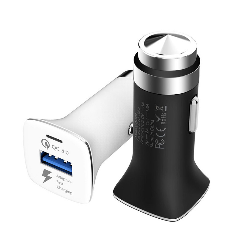 QC3.0 safety hammer USB car charger for iPhone Xiaomi Huawei Samsung mobile phone fast charger car charger