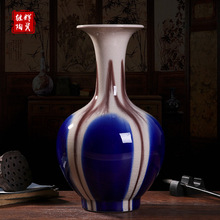 现代简约中式 景德镇陶瓷装饰花瓶 窑变素三彩工艺品摆件手工拉坯