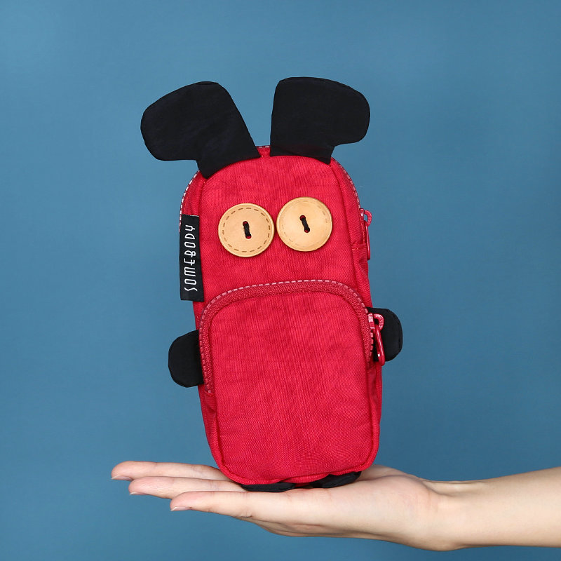 Tres-color parche lápiz caso estilo coreano creativo divertido conejo chica lápiz bolsa de gran capacidad lindo estudiante papelería caja