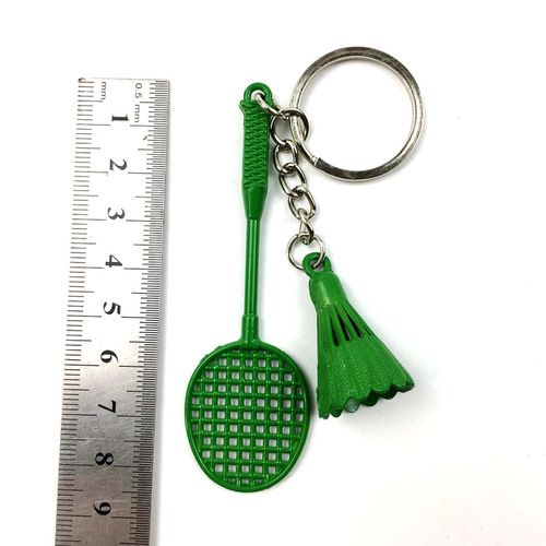 Creative new and unique colorful badminton keychain pendant simulation alloy badminton racket pendant event small gift