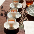 甜白花瓣杯加杯垫杯垫套装陶瓷礼品茶杯主人杯普洱茶杯子