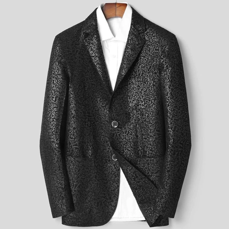 Пиджак мужской из натуральной кожи, slim fit, осень, черный, размеры M–XXXXL