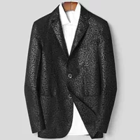 Пиджак мужской из натуральной кожи, slim fit, осень, черный, размеры M–XXXXL